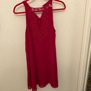 Francesca’s Magenta Crochet Polka Dot Shift Dress size small